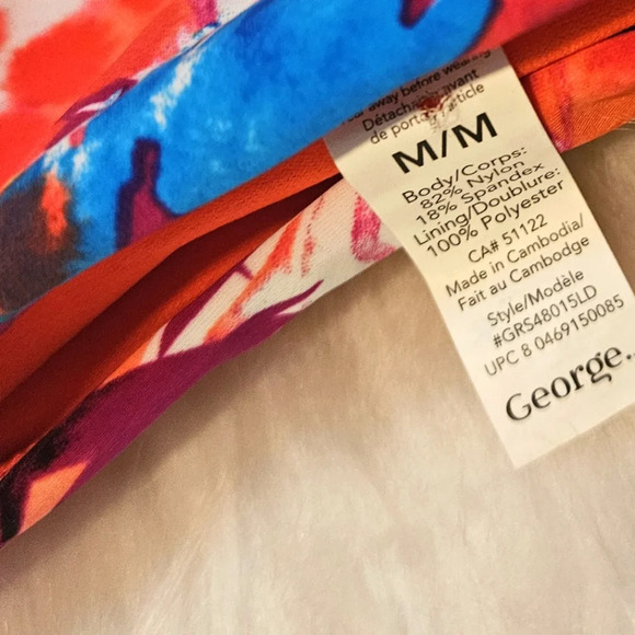 George Floral and Coral Fold Waist Bikini Bottoms - Picture 3 of 4
